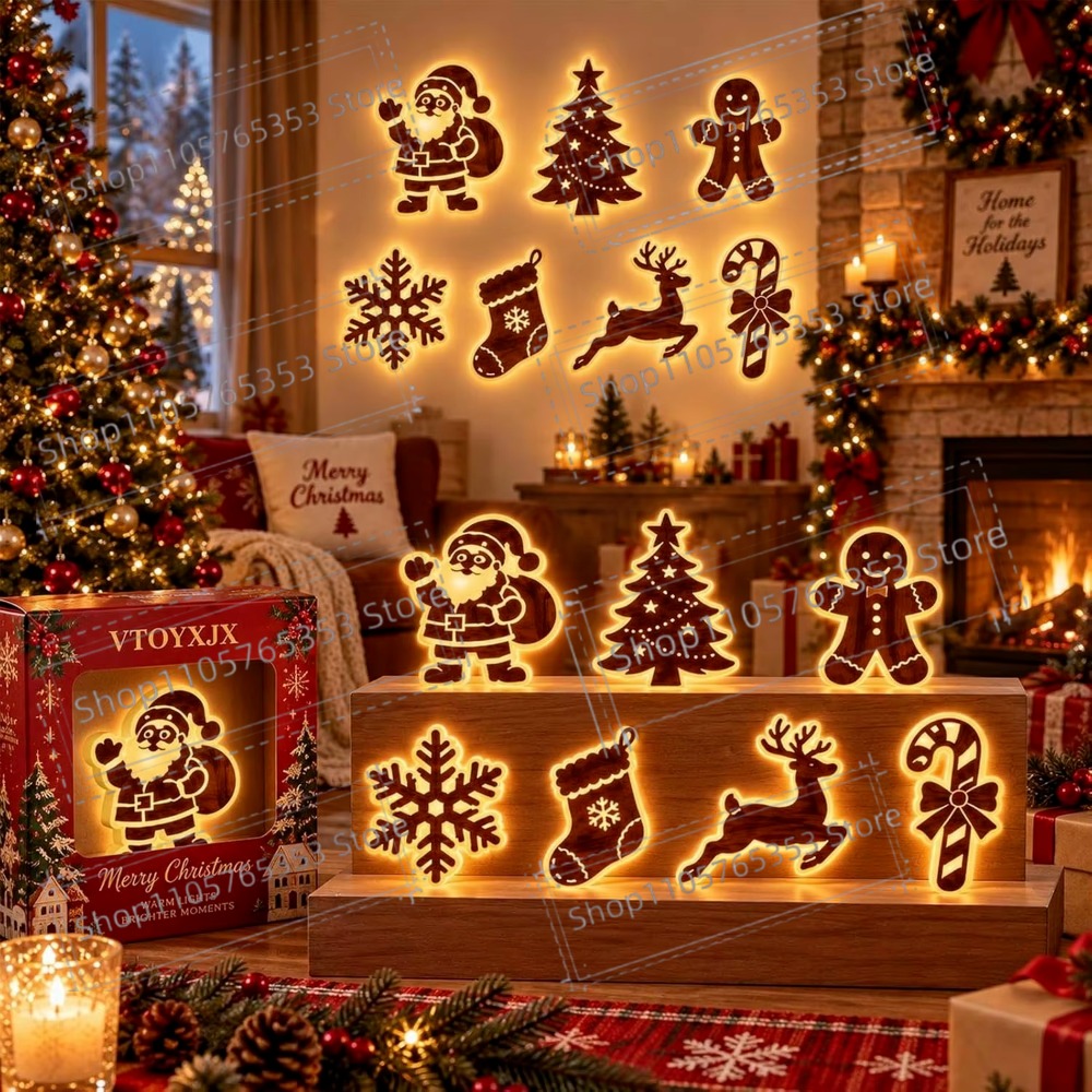 Lighting Christmas Decor - 2027 Adesivos de Parede de Rena