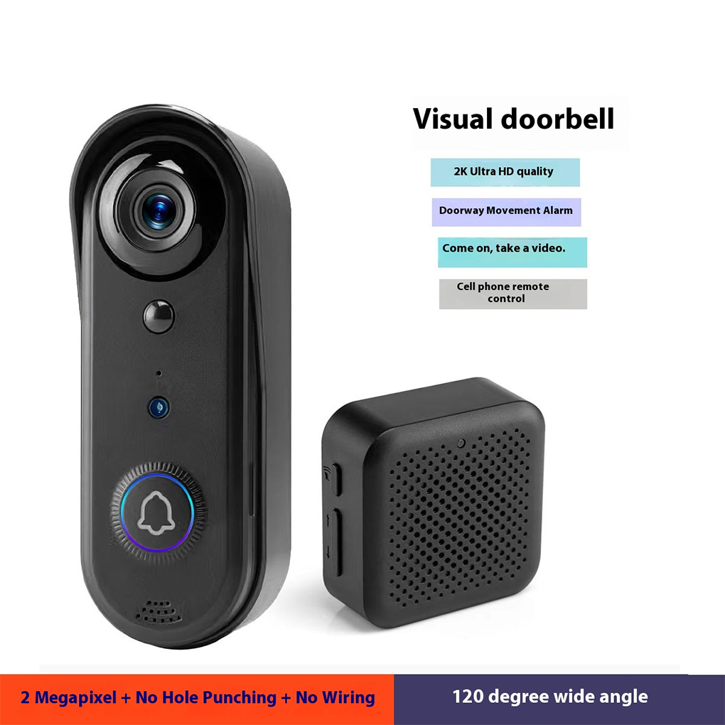 Lighting Visual - Campainha visual preta com luz noturna